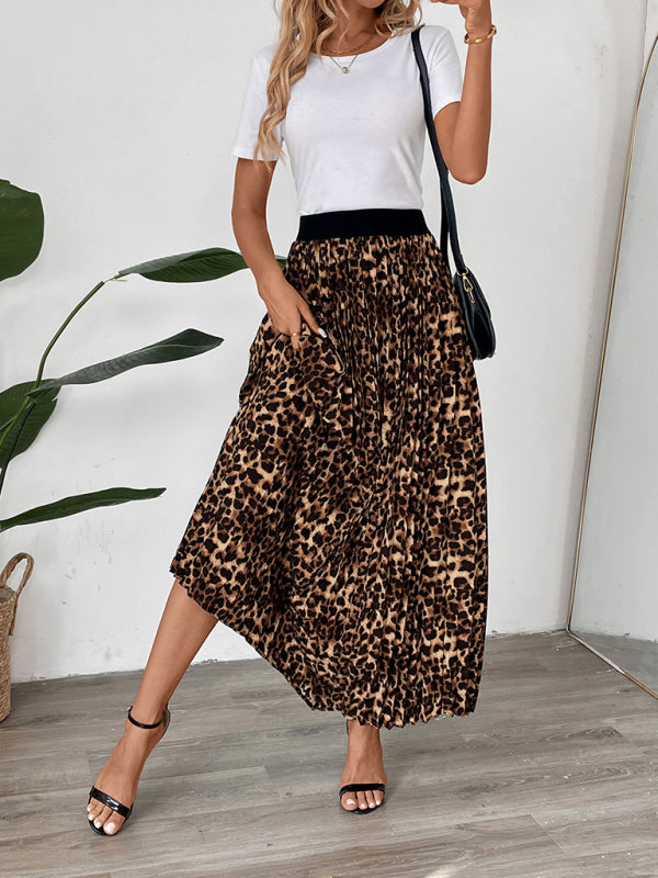 Leopard Pleated Skirt