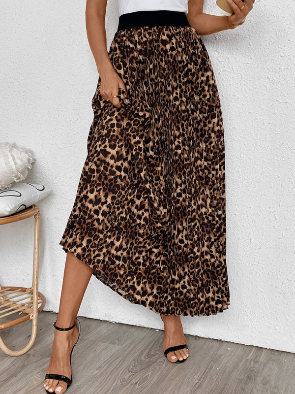 Leopard Pleated Skirt