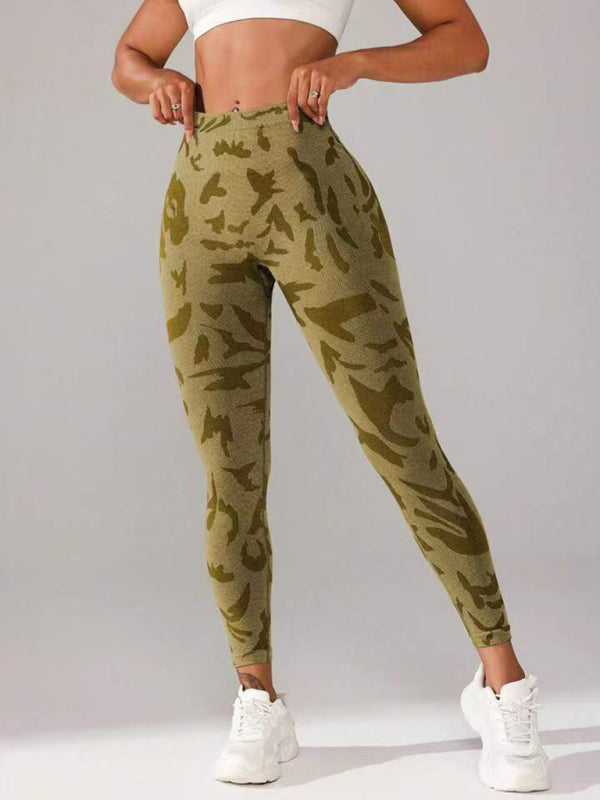 V waist camouflage peach hip yoga pants