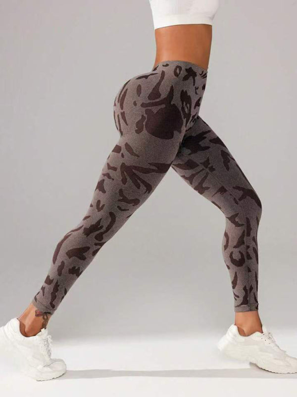 V waist camouflage peach hip yoga pants