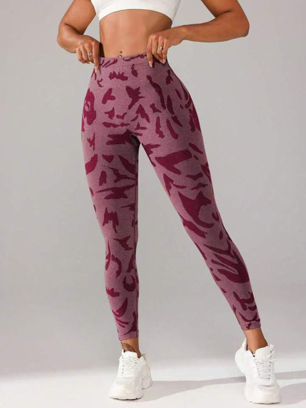 V waist camouflage peach hip yoga pants