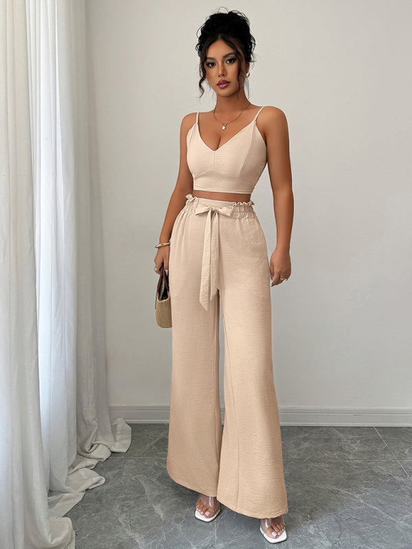 Suspender vest wide-leg pants two-piece set  Shop One Place
