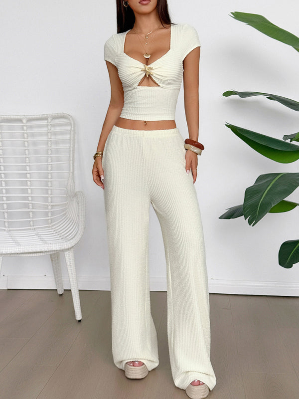 Y2K sports style short-sleeved vest wide-leg pants set  Shop One Place