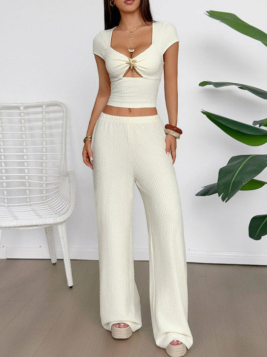 Y2K sports style short-sleeved vest wide-leg pants set  Shop One Place