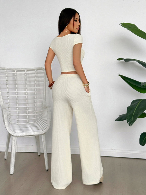 Y2K sports style short-sleeved vest wide-leg pants set  Shop One Place