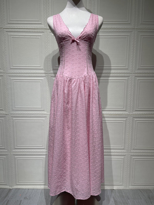 Solid color embroidered sexy elegant suspender dress  Shop One Place