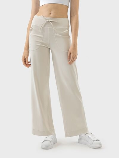 Drawstring Active Pants with Pockets  Shop One Place