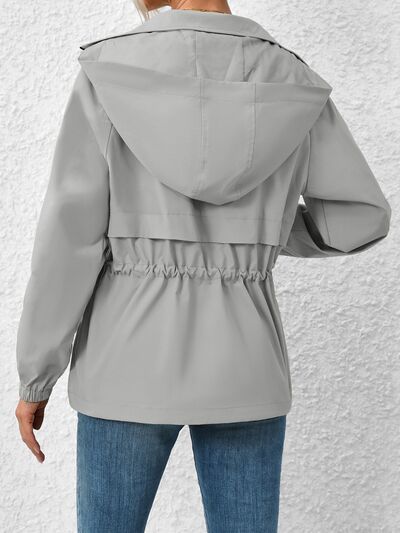 Drawstring Zip Up Hooded Jacket  Shop One Place