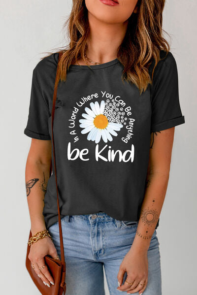 Graphic Round Neck Short Sleeve T-Shirt  Shop One Place