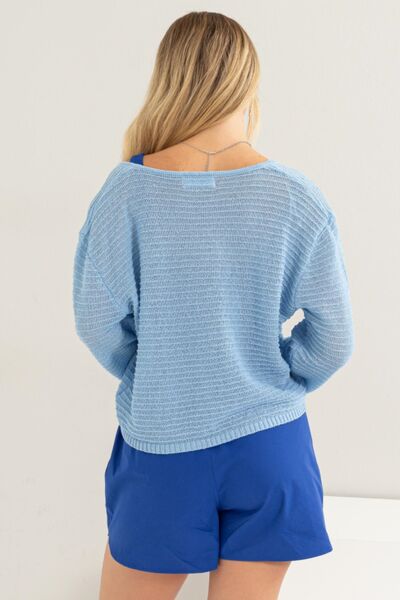 HYFVE V-Neck Stripe Texture Long Sleeve Top  Shop One Place