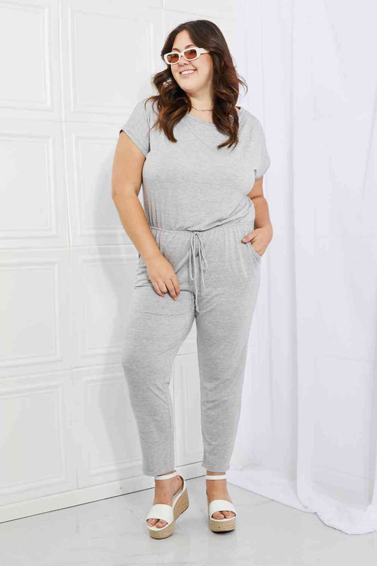 Culture Code Comfy Days Full Size Boat Neck Jumpsuit in Grey