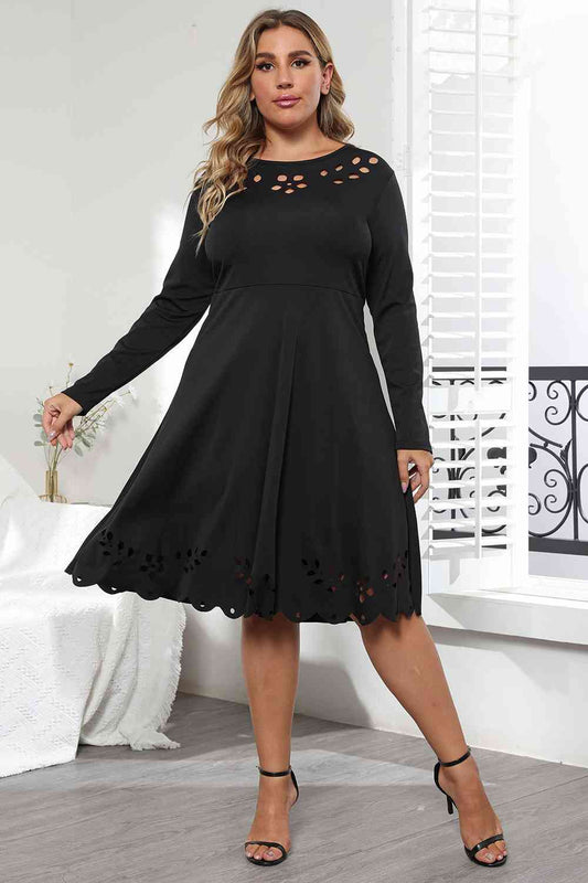 Long Sleeve Cutout Detail Dress  Shop One Place