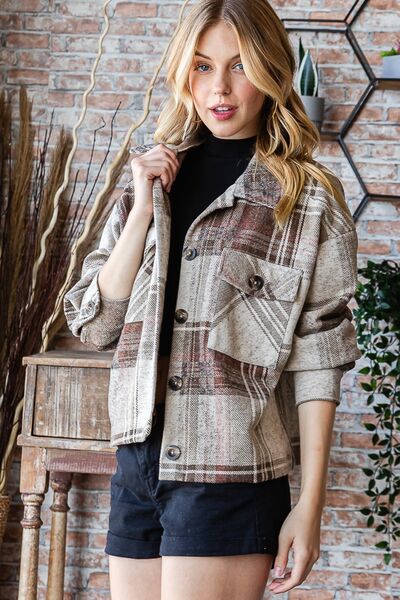 Reborn J Plaid Button Up Long Sleeve Shacket