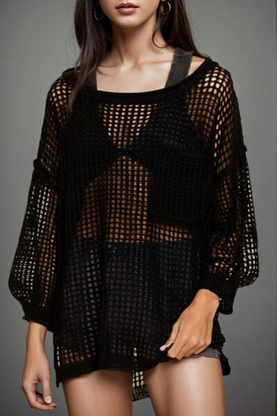 Cutout Boat Neck Dropped Shoulder Cover Up  Shop One Place