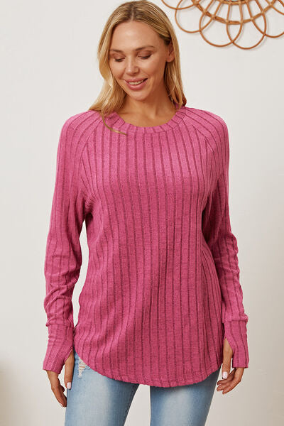 Ribbed Thumbhole Sleeve T-Shirt - Inclusive Sizes