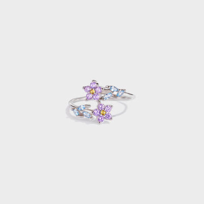 Flower Shape Inlaid Zircon 925 Sterling Silver Ring  Shop One Place