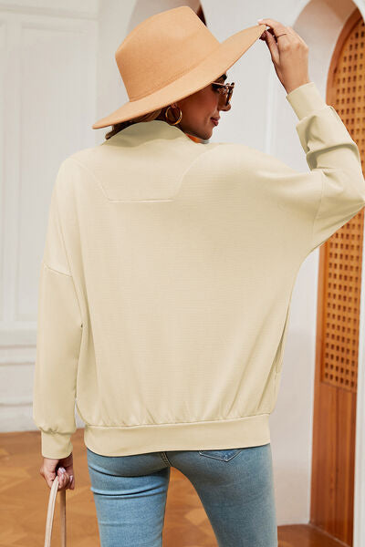 Half Zip Dropped Shoulder Sweatshirt