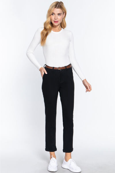 ACTIVE BASIC Cotton-Span Twill Straight Pants  Shop One Place