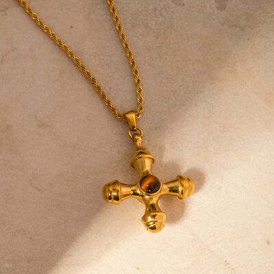 Gold-Plated Stainless Steel Cross Shape Pendant Necklace  Shop One Place