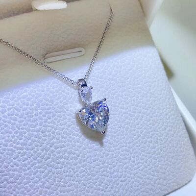 2 Carat Moissanite 925 Sterling Silver Heart Pendant Necklace  Shop One Place