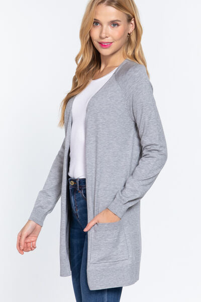 ACTIVE BASIC Open Front Long Sleeve Cardigan  Shop One Place