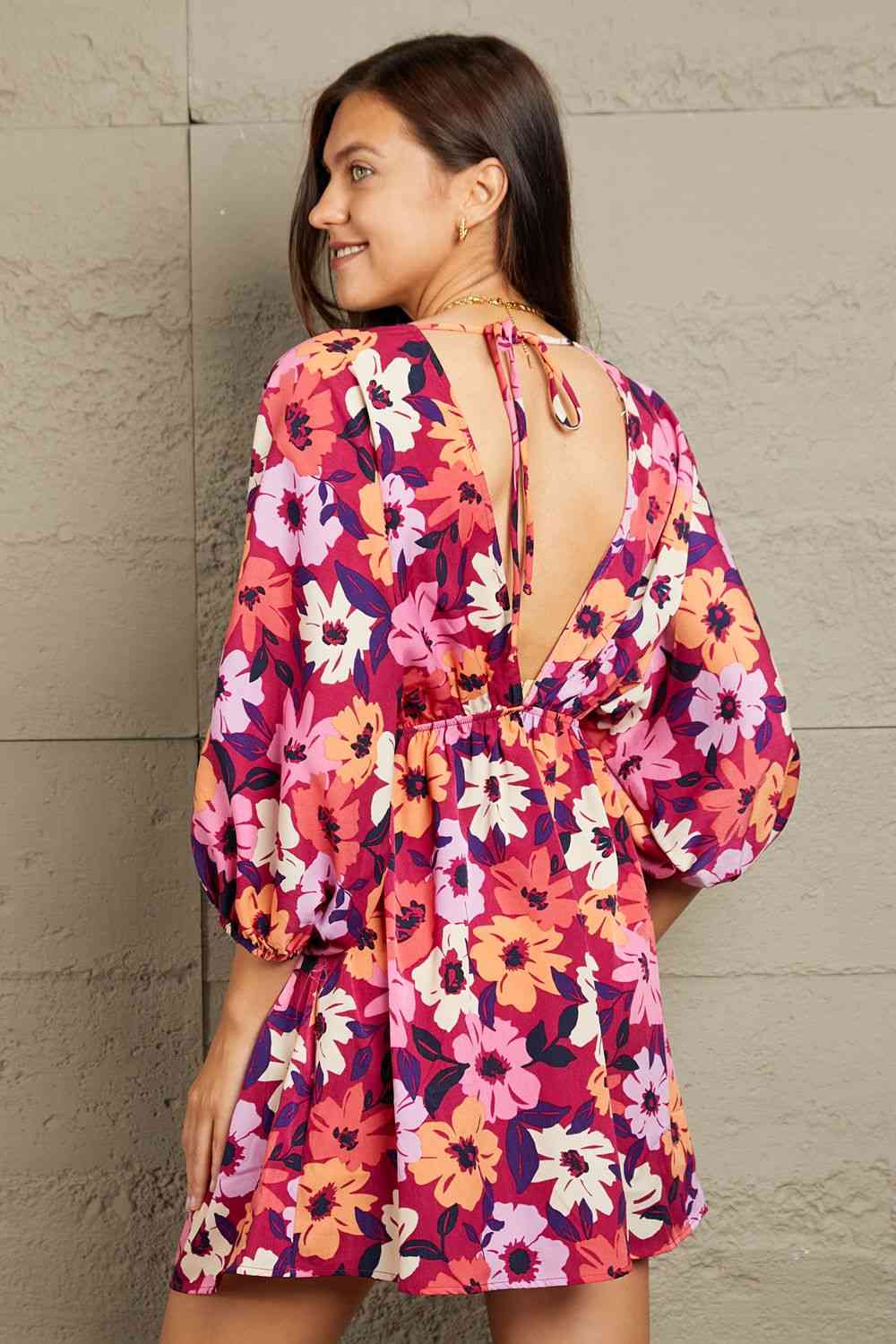 GeeGee Full Size Floral Print Mini Dress