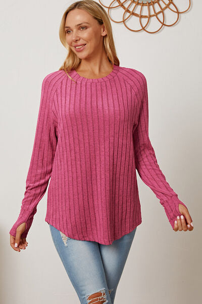 Ribbed Thumbhole Sleeve T-Shirt - Inclusive Sizes