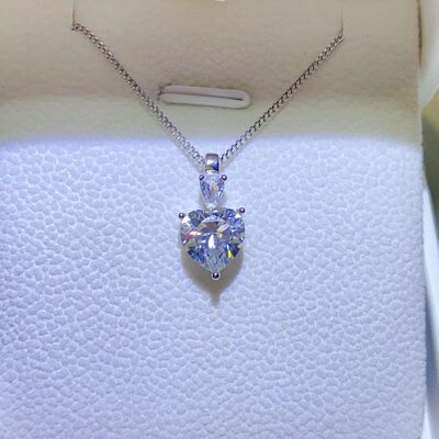 2 Carat Moissanite 925 Sterling Silver Heart Pendant Necklace  Shop One Place