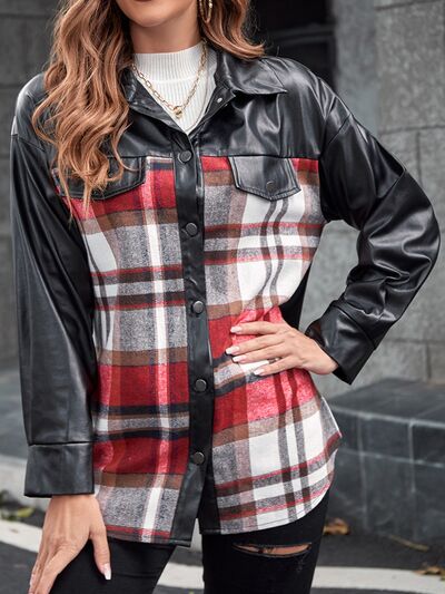 Plaid Button Up Dropped Shoulder Jacket