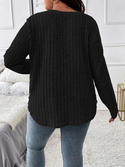 Plus Size V-Neck Long Sleeve T-Shirt  Shop One Place