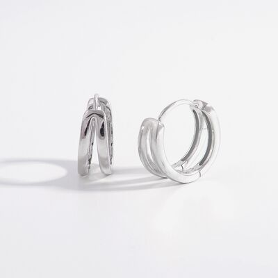 925 Sterling Silver Inlaid Zircon Huggie Earrings  Shop One Place