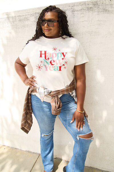 Simply Love Full Size HAPPY NEW YEAR Short Sleeve T-Shirt  Shop One Place