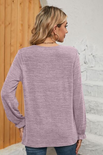 Ruched Round Neck Flounce Sleeve T-Shirt