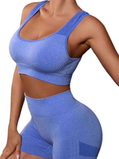 Cutout Scoop Neck Tank and Shorts Active Set