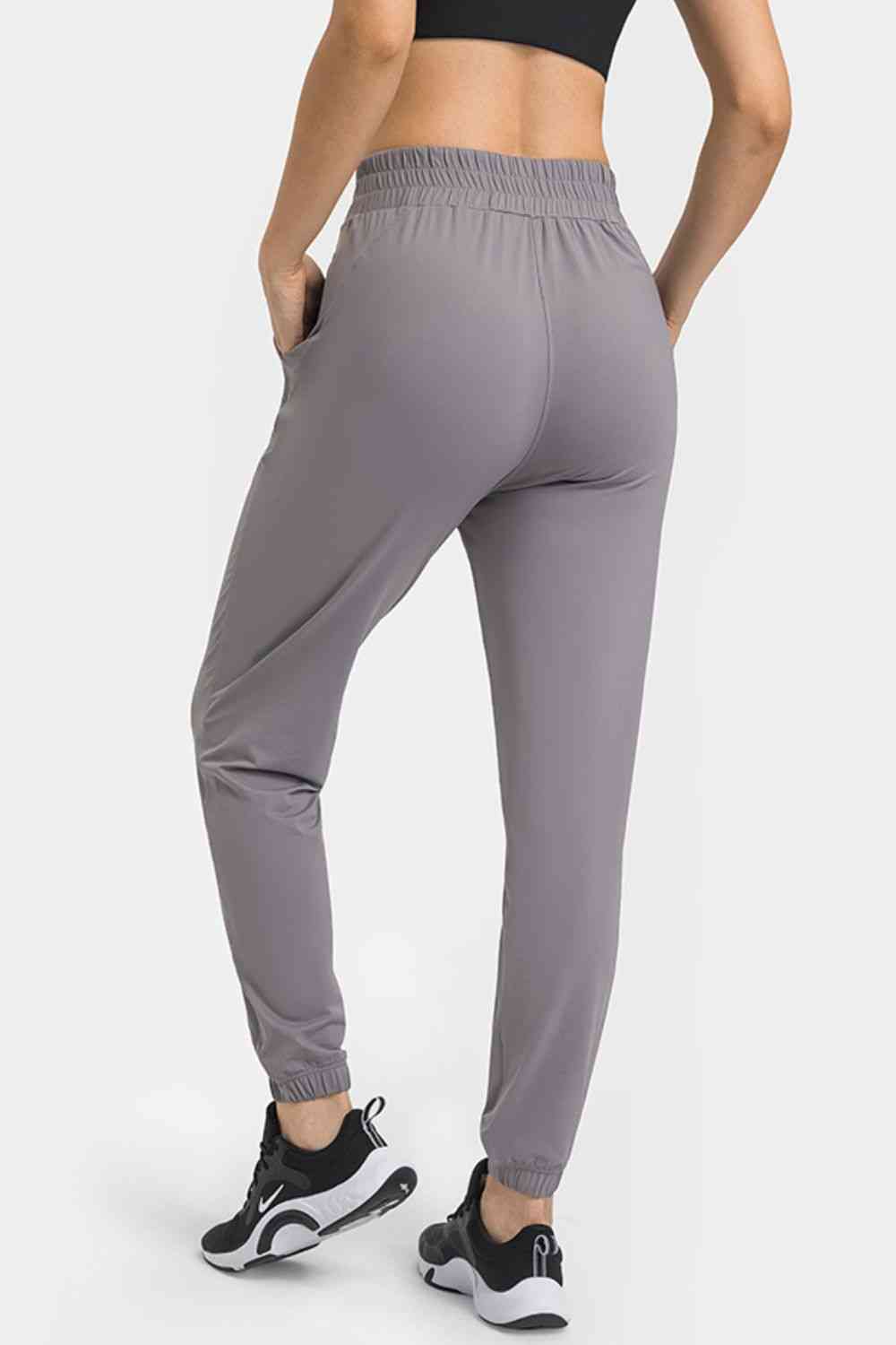 Elastic Waist Yoga Joggers with Pockets