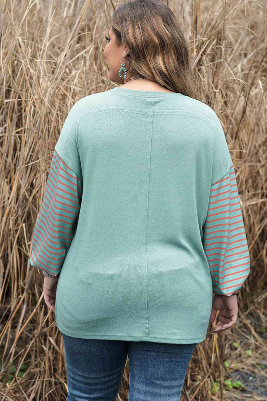 Plus Size Color Block Dropped Shoulder T-Shirt  Shop One Place