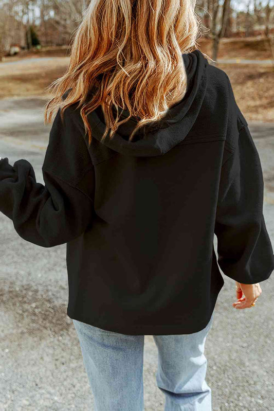 Zip-Up Drawstring Hooded Jacket  Shop One Place