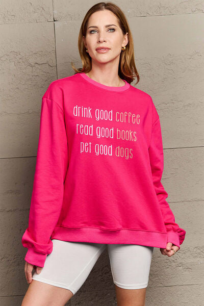 Simply Love Full Size Letter Graphic Round Neck Sweatshirt  Shop One Place