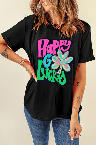 Letter Graphic Round Neck T-Shirt  Shop One Place