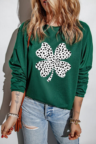 Lucky Clover Round Neck Blouse