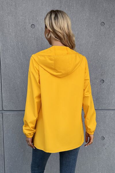 Zip Up Long Sleeve Hooded Watertight Jacket  Shop One Place