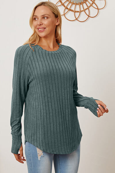 Ribbed Thumbhole Sleeve T-Shirt - Inclusive Sizes