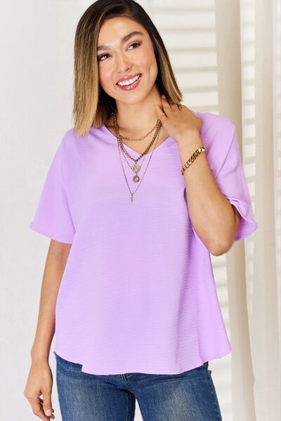 Zenana Texture Short Sleeve T-Shirt  Shop One Place