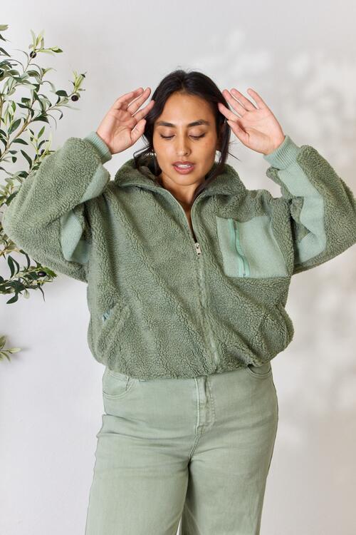 Heimish Full Size Zip Up Collared Neck Jacket  Shop One Place