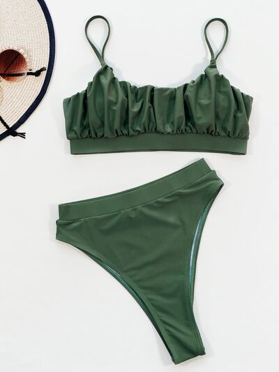 Adjustable Strap Ruched Two-Piece Swim Set  Shop One Place