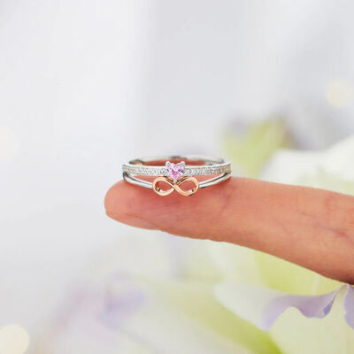 Heart Number 8 Zircon Double-Layered Ring  Shop One Place