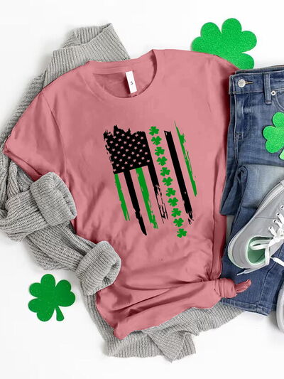 Graphic Round Neck Short Sleeve T-Shirt  Shop One Place