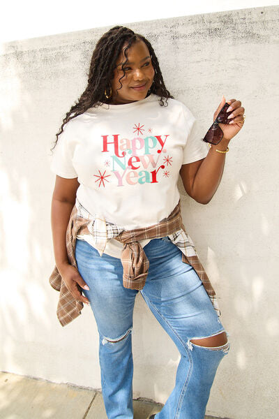 Simply Love Full Size HAPPY NEW YEAR Short Sleeve T-Shirt  Shop One Place