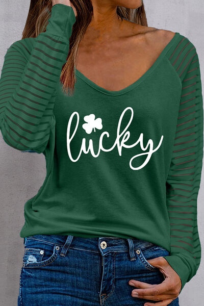 LUCKY V-Neck Raglan Sleeve Blouse  Shop One Place