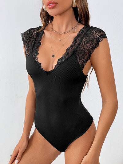 Lace Detail V-Neck Sleeveless Bodysuit